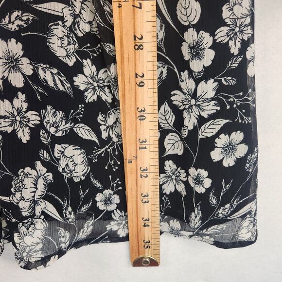 Topshop Dress Women’s Size 10 Black Floral Long Sleeve Mini Lined Sheer Boho EUC - Picture 14 of 16